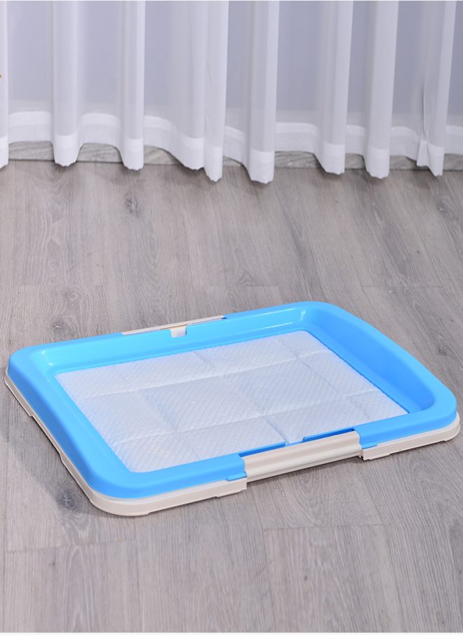 Large Portable Dog Potty Training Tray Pet Puppy Toilet Trays Loo Pad Mat – Blue