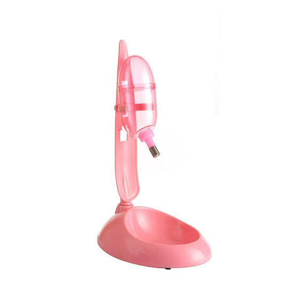 Dog Cat Guinea Pig Water Food Feeder Rabbit Bowl Dispenser Bottle – Pink