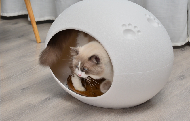 Medium Cave Cat Kitten Box Igloo Cat Bed House Dog Puppy House – White