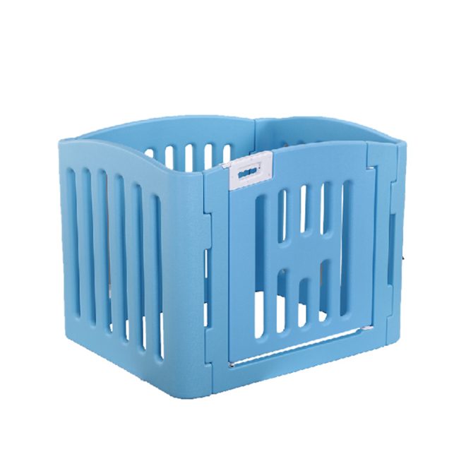 4 Panel Plastic Pet Pen Pet Foldable Fence Dog Fence Enclosure With Gate – Blue