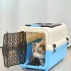 Medium Dog Cat Crate Pet Rabbit Carrier Travel Cage With Tray & Window – Blue