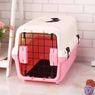 Medium Portable Plastic Dog Cat Pet Pets Carrier Travel Cage With Tray