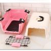 Medium Portable Plastic Dog Cat Pet Pets Carrier Travel Cage With Tray – Pink