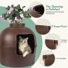 Multifunctional Cat Litter Box Pet Cat House Semi-Enclosed – Brown