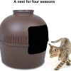 Multifunctional Cat Litter Box Pet Cat House Semi-Enclosed – Brown