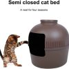 Multifunctional Cat Litter Box Pet Cat House Semi-Enclosed – Brown