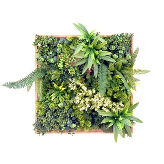 3D Green Artificial Plants Wall Panel Flower Wall With Frame Vertical Garden UV Resistant 50X50CM