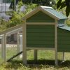 Green Small Chicken coop with nesting box for 2 Chickens / Rabbit Hutch