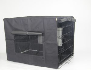 Portable Foldable Dog Cat Rabbit Collapsible Crate Pet Rabbit Cage with Cover – 60x45x51 cm, Black