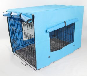 24′ Portable Foldable Dog Cat Rabbit Collapsible Crate Pet Cage with Blue Cover Mat