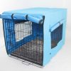 36′ Portable Foldable Dog Cat Rabbit Collapsible Crate Pet Cage with Cover Mat Blue