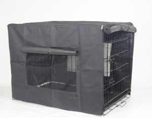 Portable Foldable Dog Cat Rabbit Collapsible Crate Pet Rabbit Cage with Cover – 106x71x77 cm, Black