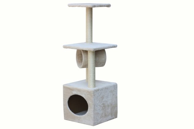 112 cm Cat Kitten Scratching Post Tree Scratcher Pole – Beige