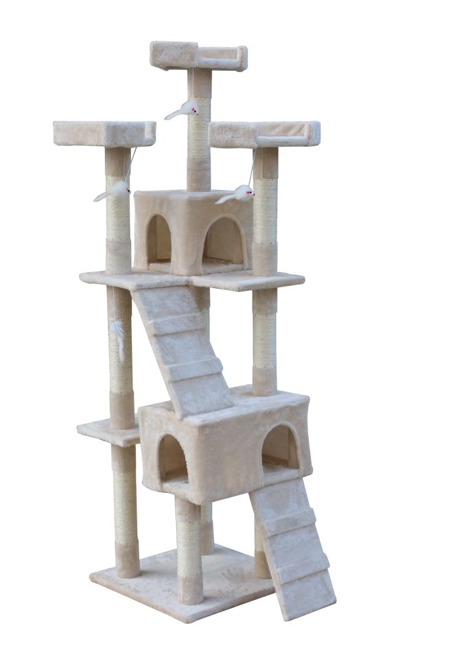 170cm Cat Scratching Post Tree Post House Tower with Ladder Furniture – Beige