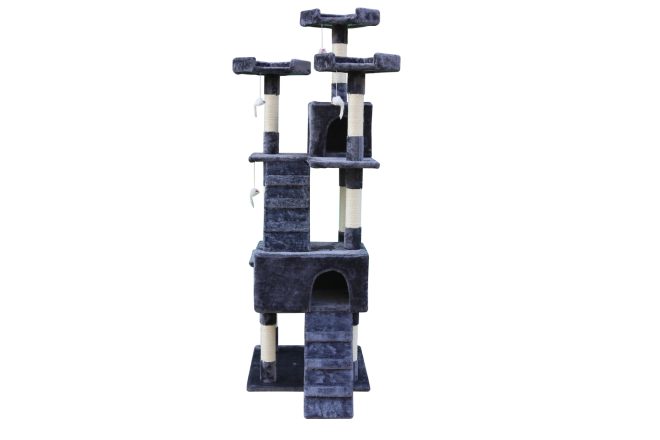 180 cm Cat Kitten Scratching Post Tree W ladder – Grey