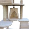 193cm Cat Scratching Tree Post Sisal Pole Scratching Post Scratcher Tower Condo – Beige