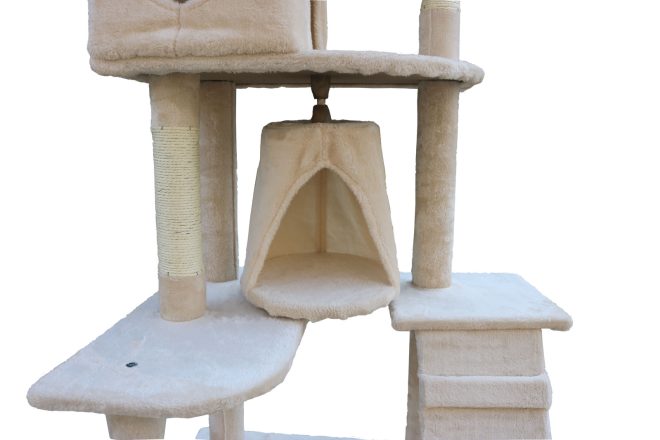 193cm Cat Scratching Tree Post Sisal Pole Scratching Post Scratcher Tower Condo – Beige