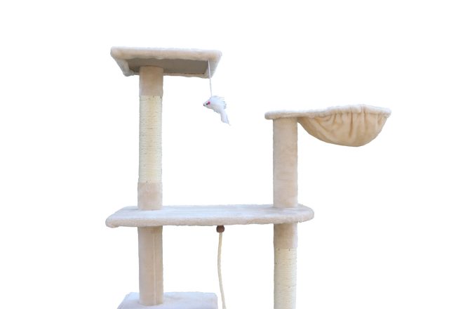 193cm Cat Scratching Tree Post Sisal Pole Scratching Post Scratcher Tower Condo – Beige