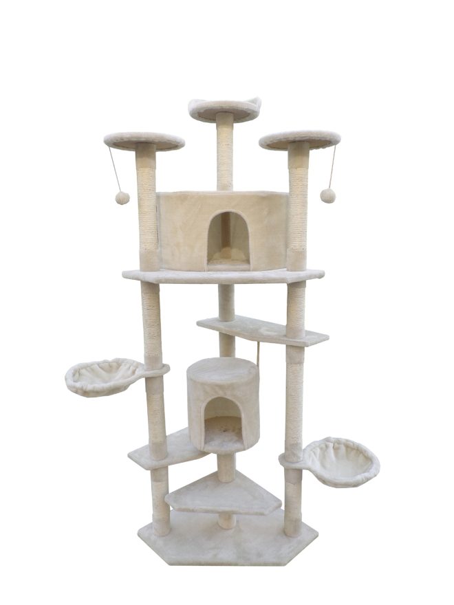 200 cm Cat Scratching Post Tree Scratcher Corner Tower Furniture – Beige