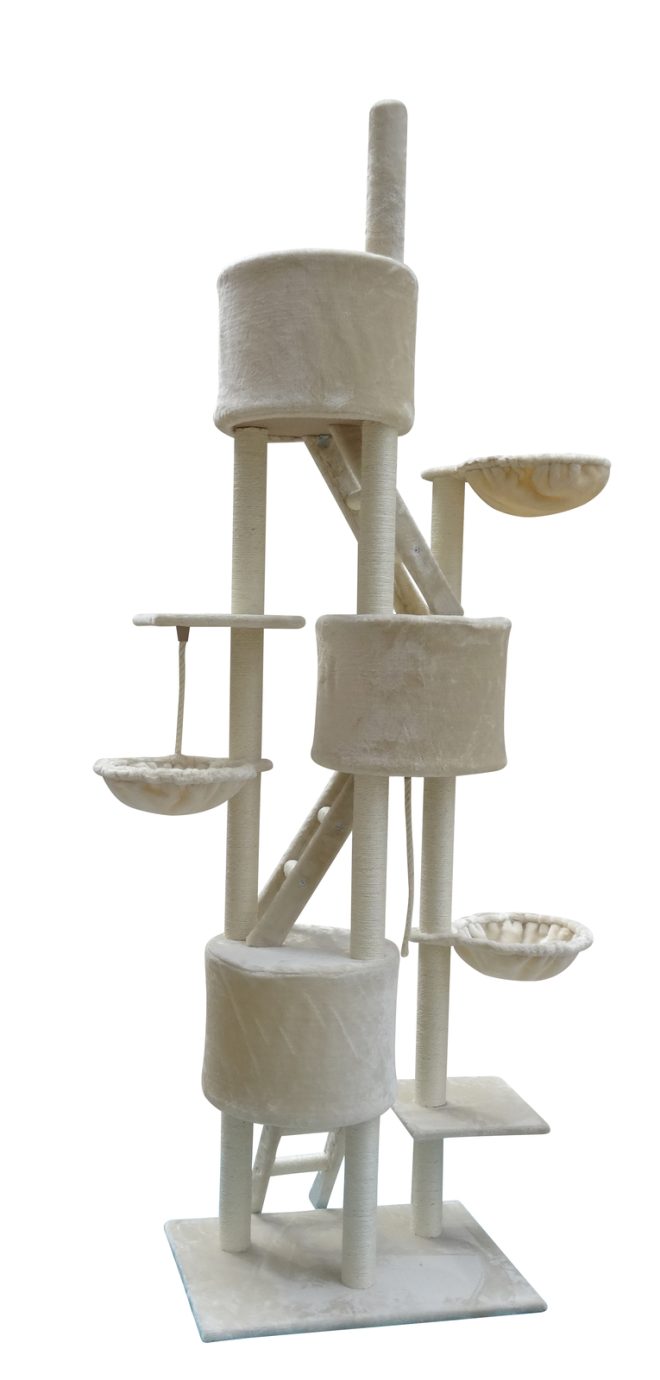 YES4PETS 244 cm XL Multi Level Cat Scratching Post Tree Scratcher Pole – Beige