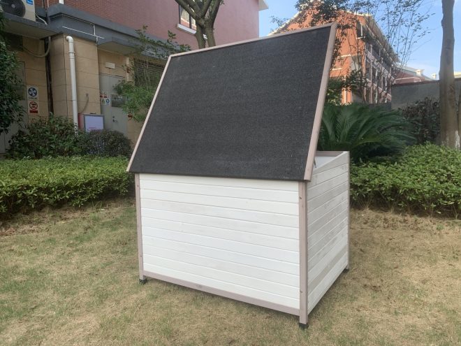 XXL Timber Pet Dog Kennel House Puppy Wooden Timber Cabin With Stripe White