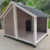 L Timber Pet Dog Kennel House Puppy Wooden Timber Cabin 130x105x100cm – Grey