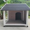 L Timber Pet Dog Kennel House Puppy Wooden Timber Cabin 130x105x100cm – Grey