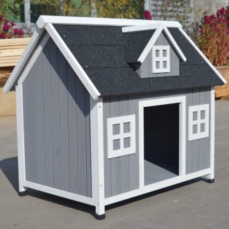 Grey Large Timber Pet Dog Puppy Wooden Cabin Kennel Timber House