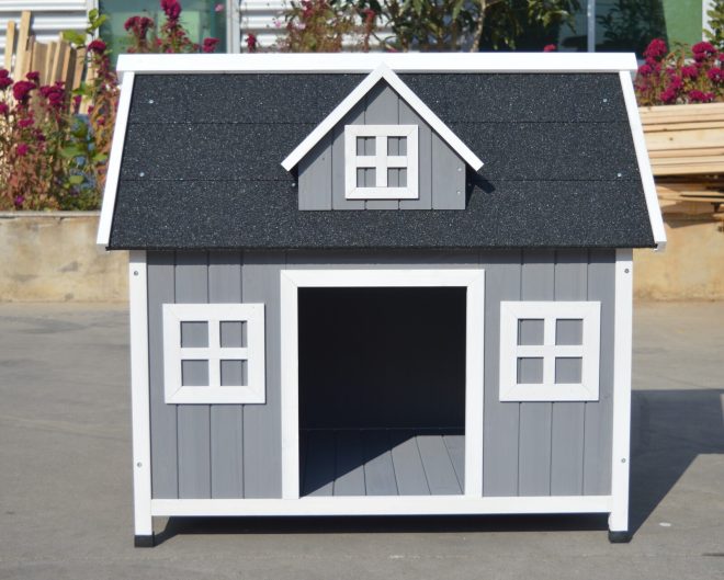 Grey Large Timber Pet Dog Puppy Wooden Cabin  Kennel Timber House