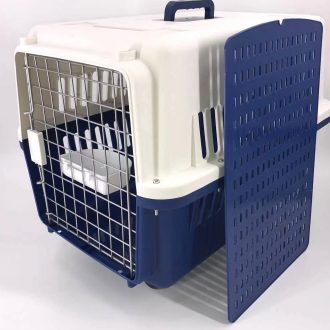 Navy Dog Puppy Cat Crate Pet Carrier Cage W Tray, Bowl & Removable Wheels