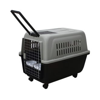 Large Plastic Kennels Pet Carrier Dog Cat Cage Crate With Handle and Wheel