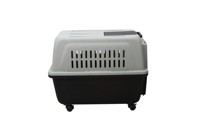 Large Plastic Kennels Pet Carrier Dog Cat Cage Crate With Handle and Wheel – Black