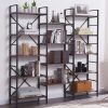 Industrial Vintage Shelf Bookshelf, Wood and Metal Bookcase Furniture for Home & Office