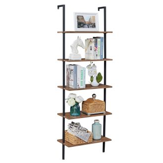 Industrial Ladder Shelf Wood Wall-Mounted Bookcase Storage Rack Shelves Display.