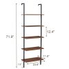 Industrial Ladder Shelf Wood Wall-Mounted Bookcase Storage Rack Shelves Display. – Black