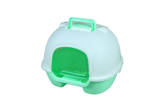 Portable Hooded Cat Kitten Toilet Litter Box Tray House with Handle and Scoop – Green