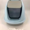 XL Portable Hooded Cat Toilet Litter Box Tray House w Charcoal Filter and Scoop – Blue