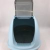 XL Portable Hooded Cat Toilet Litter Box Tray House w Charcoal Filter and Scoop – Blue