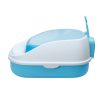 Large Portable Cat Toilet Litter Box Tray House with Scoop and Grid Tray – Blue