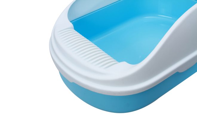 Large Portable Cat Toilet Litter Box Tray House with Scoop and Grid Tray – Blue