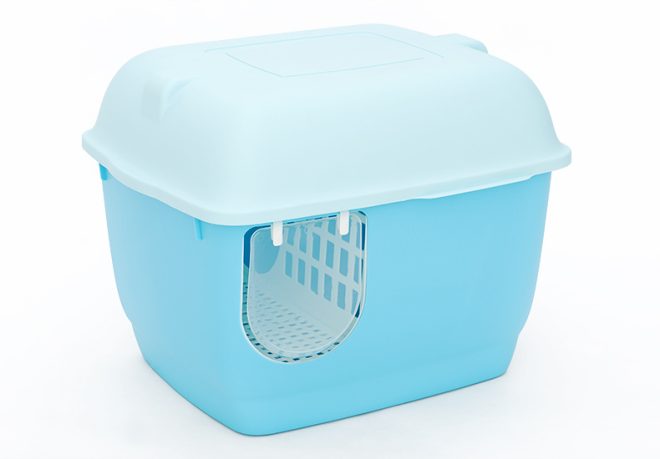 XL Portable Hooded Cat Toilet Litter Box Tray House with Handle and Scoop – Blue