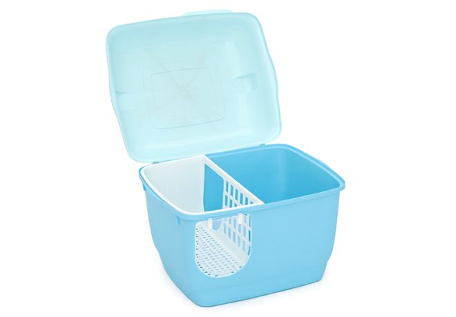 XL Portable Hooded Cat Toilet Litter Box Tray House with Handle and Scoop – Blue