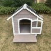 L Timber Pet Dog Kennel House Puppy Wooden Timber Cabin Grey