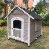 XL Timber Pet Dog Kennel House Puppy Wooden Timber Cabin With Door Grey