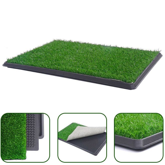 XL Indoor Dog Puppy Toilet Grass Training Mat Loo Pad Potty W Grass – With 2 Grass Mat