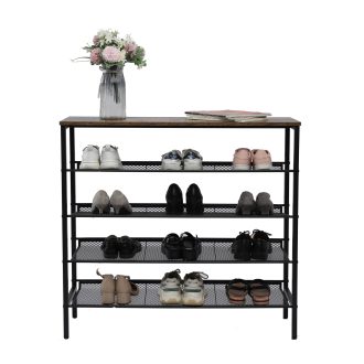 5-Tier Shoe Rack Shelf Stand Flat & Slant Adjustable Storage Organizer