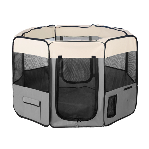 High Foldable XL Dog Puppy Cat Cage Soft Playpen Rabbit Enclosure – 35×45 cm, Grey