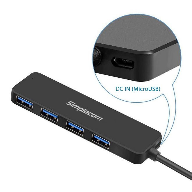 Simplecom CH340 Compact USB-C to 4 Port USB-A Hub USB 3.2 Gen1