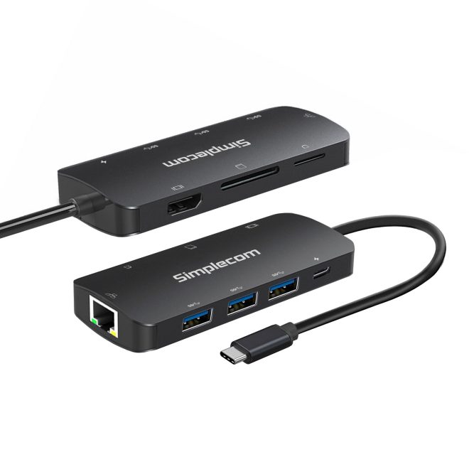 Simplecom CHT580 USB-C SuperSpeed 8-in-1 Multiport Hub Adapter HDMI 2.0 Docking Station