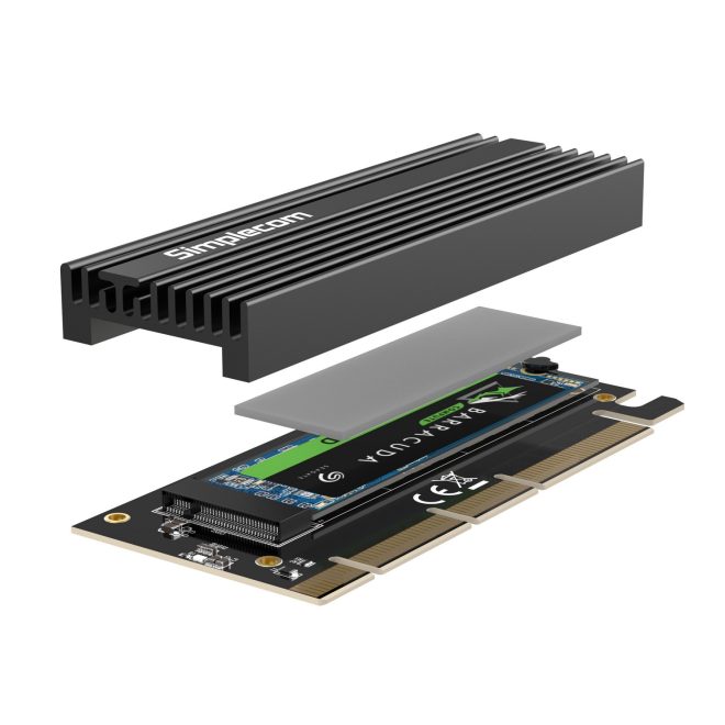 Simplecom EC415B NVMe M.2 SSD to PCIe x4 x8 x16 Expansion Card with Aluminium Heat Sink Black